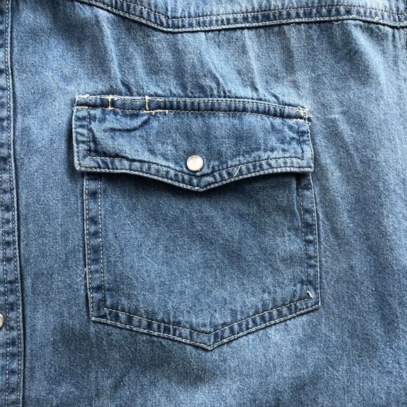 Bit & Bridle Men's Chambre Shirt XL Sleeveless Button Up Pocket Blue Denim Casua - Picture 7 of 15